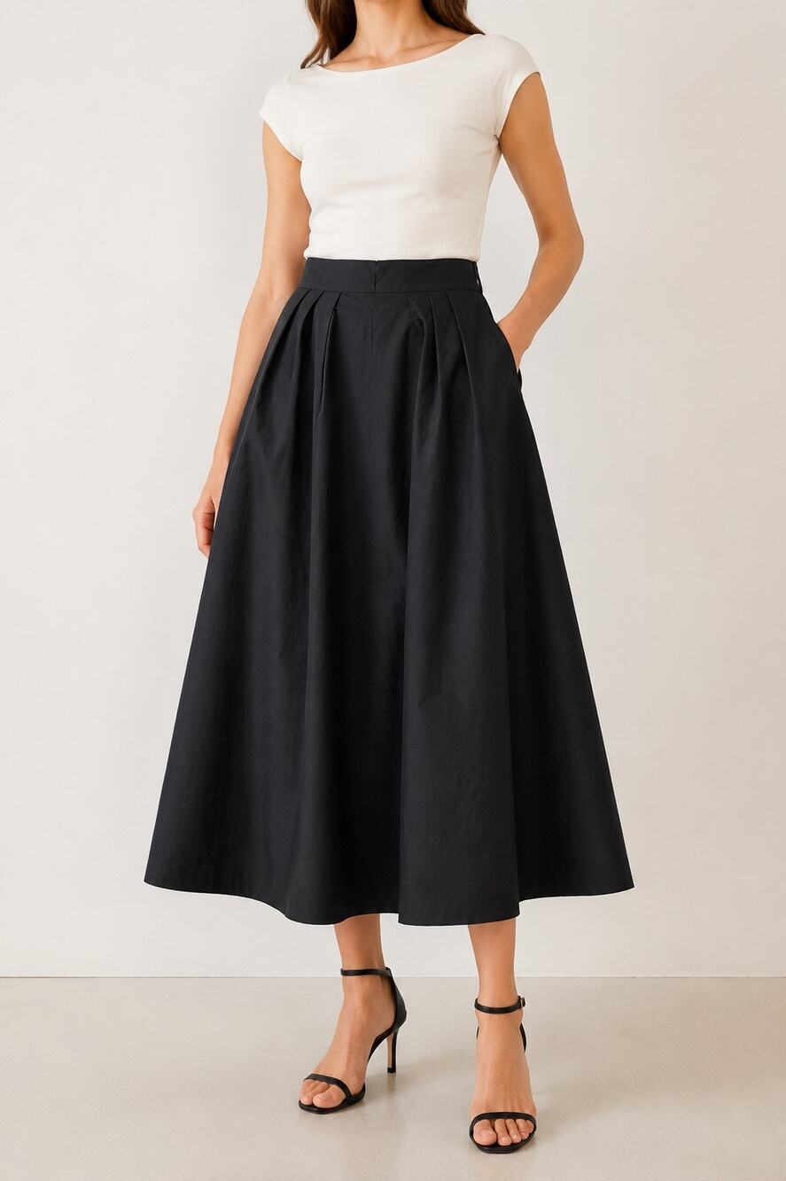 ASTR The Label Black Pleated Full Midi Maxi Skirt Size Small